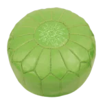 Natural Green Apple Moroccan Leather Pouf – Handcrafted & Floor Cushion