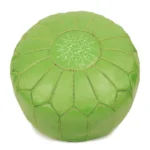 Natural Green Apple Moroccan Leather Pouf – Handcrafted & Floor Cushion - Image 2