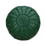 Natural Green Moroccan Leather Pouf – Handcrafted & Floor Cushion - Image 2