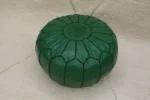 Natural Green Moroccan Leather Pouf – Handcrafted & Floor Cushion - Image 5